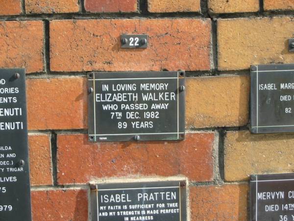 Elizabeth WALKER  | 7-Dec-1982 aged 89 yrs  |   | Sherwood (Anglican) Cemetery, Brisbane  | 