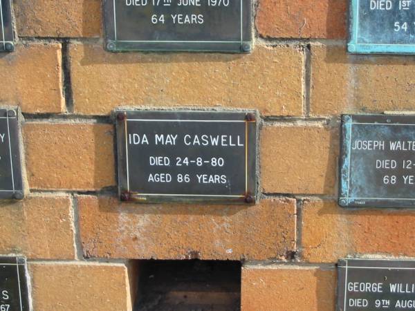 Ida May CASWELL  | 24-8-80  | 86 yrs  |   | Sherwood (Anglican) Cemetery, Brisbane  | 