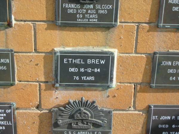 Ethel BREW  | 16-12-84  | 76 yrs  |   | Sherwood (Anglican) Cemetery, Brisbane  | 