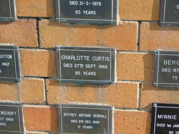 Charlotte CURTIS  | 27 Sep 1966  | 85 yrs  |   | Sherwood (Anglican) Cemetery, Brisbane  | 