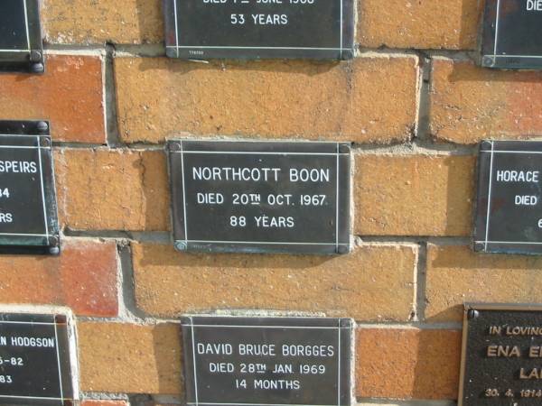 Northcott BOON  | 20 Oct 1967  | 88 yrs  |   | Sherwood (Anglican) Cemetery, Brisbane  | 