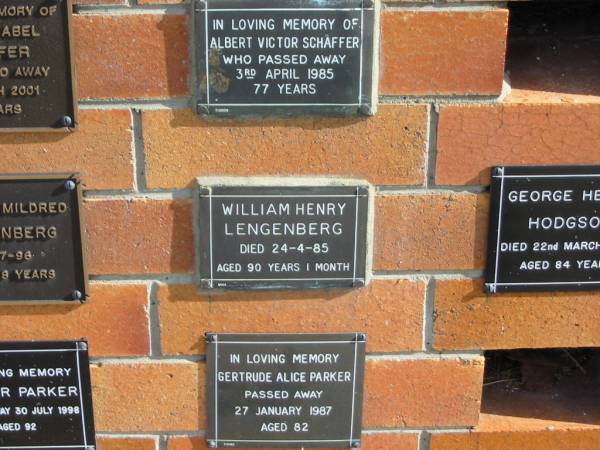 William Henry LENGENBERG  | 24-4-85  | aged 90 yrs 1 month  |   | Sherwood (Anglican) Cemetery, Brisbane  | 