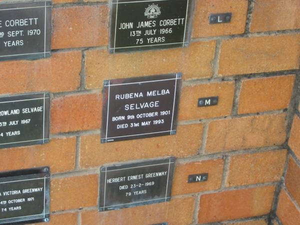 Rubena Melba SELVAGE  | Born 9 Oct 1901  | Died 31 May 1993  |   | Sherwood (Anglican) Cemetery, Brisbane  | 