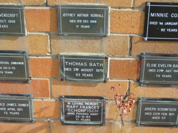 Thomas BATH  | 3 Aug 1979  | 93 yrs  |   | Sherwood (Anglican) Cemetery, Brisbane  | 