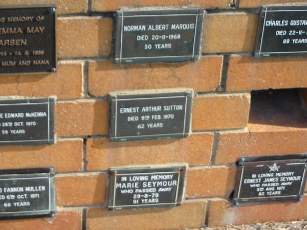 Ernest Arthur SUTTON  | 9 Feb 1970  | 62 yrs  |   | Sherwood (Anglican) Cemetery, Brisbane  | 
