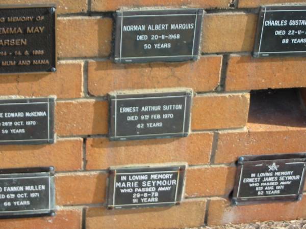 Ernest Arthur SUTTON  | 9 Feb 1970  | 62 yrs  |   | Sherwood (Anglican) Cemetery, Brisbane  | 
