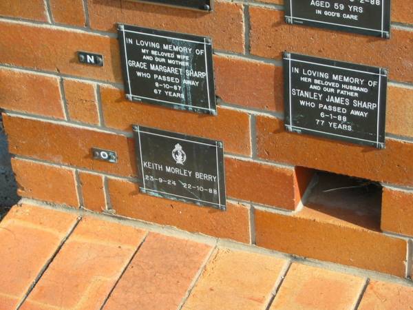 Keith Morley BERRY  | 23-9-24 to 22-10-88  |   | Stanley James SHARP  | 6-1-88  | 77 yrs  |   | Sherwood (Anglican) Cemetery, Brisbane  | 