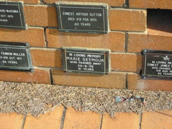 Marie SEYMOUR  | 29-8-78  | 91 yrs  |   | Sherwood (Anglican) Cemetery, Brisbane  | 