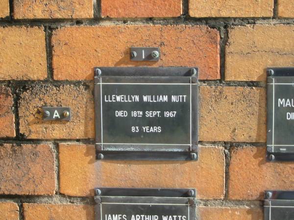 Llewellyn William NUTT  | 18 Sep 1967  | 83 yrs  | Sherwood (Anglican) Cemetery, Brisbane  | 