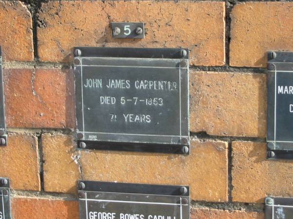 John James CARPENTER  | 5-7-1953  | 71 years  | Sherwood (Anglican) Cemetery, Brisbane  | 