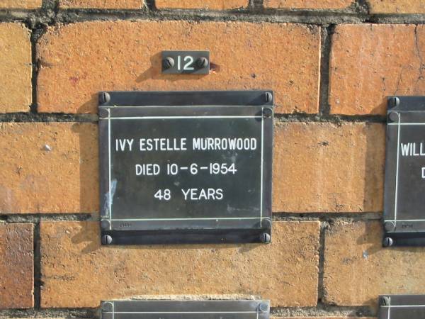 Ivy Estelle MURROWOOD  | 10-6-1954  | 48 yrs  | Sherwood (Anglican) Cemetery, Brisbane  | 