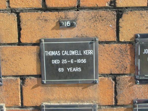 Thomas Caldwell KERR  | 25-6-1956  | 69 yrs  | Sherwood (Anglican) Cemetery, Brisbane  | 