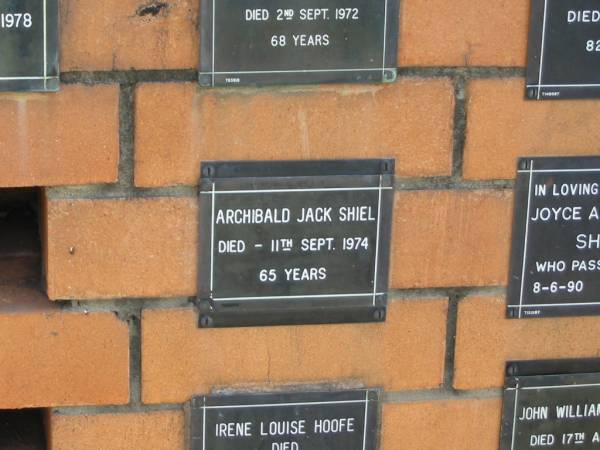 Archibald Jack SHIEL  | 11 Sep 1974  | 65 yrs  |   | Sherwood (Anglican) Cemetery, Brisbane  | 