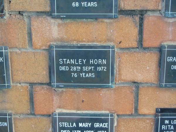 Stanley HORN  | 28 Sep 1972  | 76 yrs  |   | Sherwood (Anglican) Cemetery, Brisbane  | 