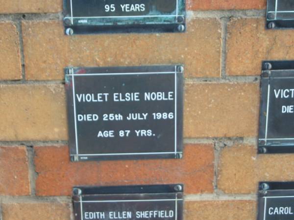 Violet Elsie NOBLE  | 25 Jul 1986  | 87 yrs  |   | Sherwood (Anglican) Cemetery, Brisbane  | 