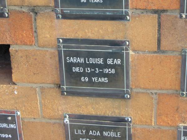 Sarah Louise GEAR  | 13-3-1958  | 69 yrs  |   | Sherwood (Anglican) Cemetery, Brisbane  | 