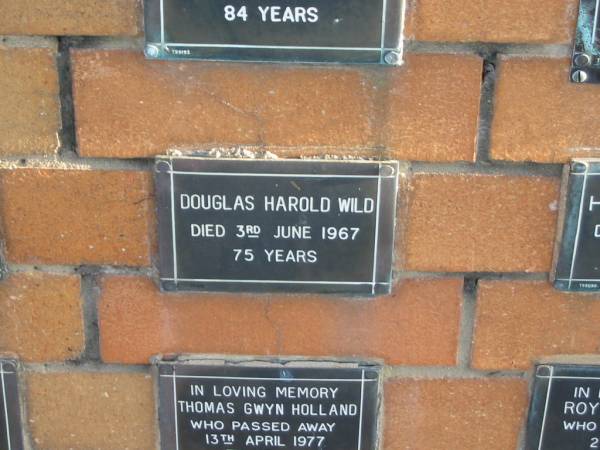 Douglas Harold WILD  | 3 Jun 1967  | 75 yrs  |   | Sherwood (Anglican) Cemetery, Brisbane  | 