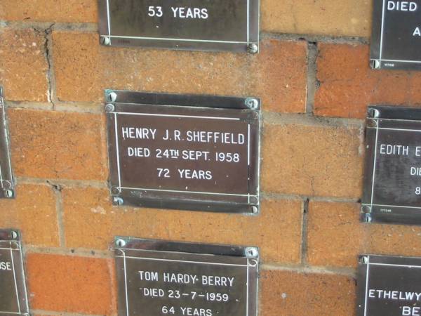 Henry J R SHEFFIELD  | 24 Sep 1958  | 72 yrs  |   | Sherwood (Anglican) Cemetery, Brisbane  | 