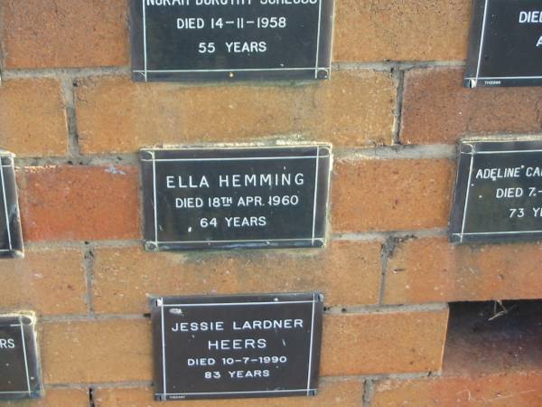 Ella HEMMING  | 18 Apr 1960  | 64 yrs  |   | Sherwood (Anglican) Cemetery, Brisbane  | 