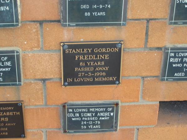 Stanley Gordon FREDLINE  | 27-3-1996  | 81 yrs  |   | Sherwood (Anglican) Cemetery, Brisbane  | 