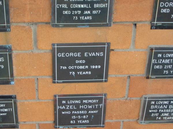 George EVANS  | 7 Oct 1989  | 73 yrs  |   | Sherwood (Anglican) Cemetery, Brisbane  | 