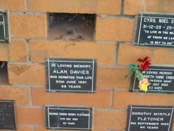 Alan DAVIES  | 30 Jun 1991  | 68 yrs  |   | Sherwood (Anglican) Cemetery, Brisbane  | 