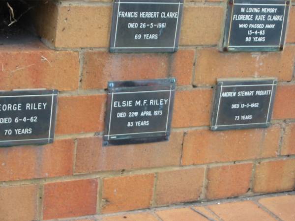 Elsie M F RILEY  | 22 Apr 1973  | 83 yrs  |   | Sherwood (Anglican) Cemetery, Brisbane  | 