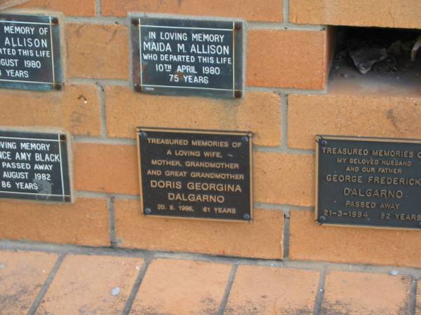 Doris Gorgina DALGARNO  | 20-8-1996?  | 81 yrs  |   | Sherwood (Anglican) Cemetery, Brisbane  | 