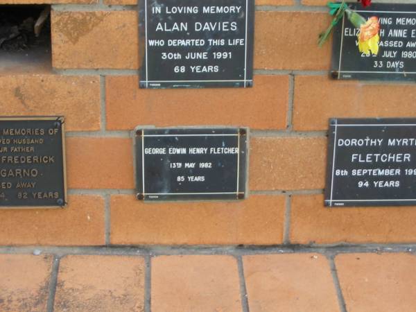George Edwin Henry FLETCHER  | 13 May 1982  | 85 yrs  |   | Sherwood (Anglican) Cemetery, Brisbane  | 