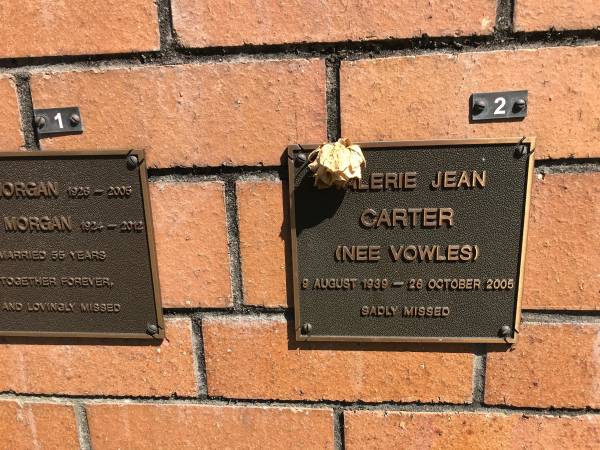 Valerie Jean CARTER (nee VOWLES)  | b: 9 Aug 1939  | d: 26 Oct 2005  |   | Sherwood (Anglican) Cemetery, Brisbane  |   | 