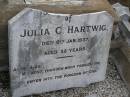 Julia C. HARTWIG, died 6 Jan 1937 aged 32 years; Silverleigh Lutheran cemetery, Rosalie Shire 