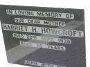 Harriet H. HOWCROFT, mother, died 22 Sept 1938 aged 88 years; Slacks Creek St Mark's Anglican cemetery, Daisy Hill, Logan City 
