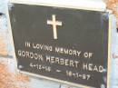 Gordon Herbert HEAD, 4-12-16 - 16-1-97; Slacks Creek St Mark's Anglican cemetery, Daisy Hill, Logan City 