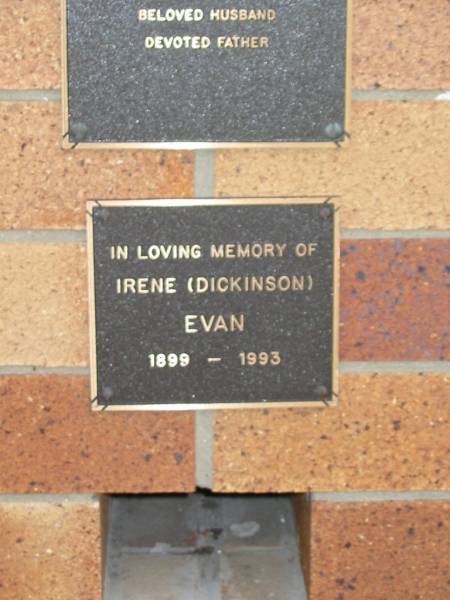 Irene (Dickinson) EVAN  | 1899 - 1993  |   | Liberal Catholic Church of St Alban, Brisbane  |   | 