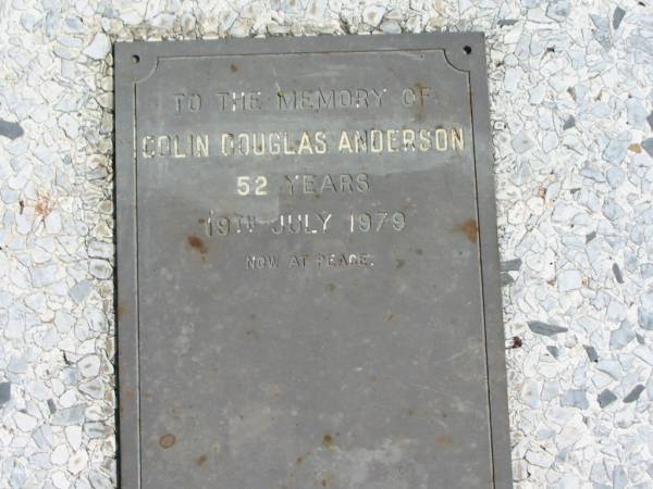 Colin Douglas ANDERSON  | 52 Years  | 19 Jul 1979  |   | St Margarets Anglican memorial garden, Sandgate, Brisbane  |   | 