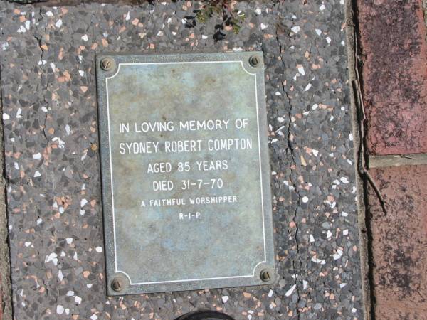 Sydney Robert COMPTON  | 85 yrs  | 31-7-70  |   | St Margarets Anglican memorial garden, Sandgate, Brisbane  |   | 