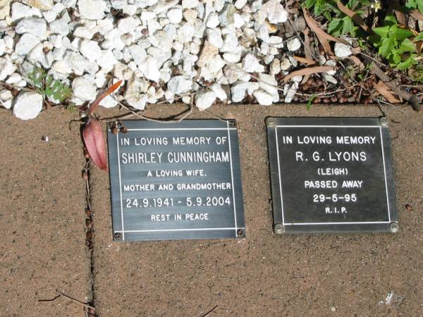 Shirley CUNNINGHAM  | 24-9-1941 to 5-9-2004  |   | St Margarets Anglican memorial garden, Sandgate, Brisbane  |   | 