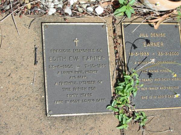 Edith Eva EARNER  | 23-6-1905 to 7-10-1991  |   | St Margarets Anglican memorial garden, Sandgate, Brisbane  |   | 