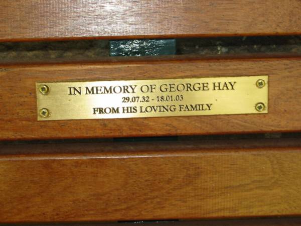 George HAY  | 29-7-32 to 18-1-03  |   | St Thomas' Anglican, Toowong, Brisbane  |   | 