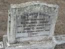 Wilhelminia ARNDT 16 Dec 1942 aged 71 John G ARNDT 20 Dec 1956, aged 90 Stone Quarry Cemetery, Jeebropilly, Ipswich 