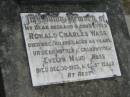 Ronald Charles WASS 20 Dec 1963, aged 48 Evelyn Maud WASS 30 Dec 1973, aged 67 Stone Quarry Cemetery, Jeebropilly, Ipswich 