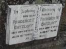 Prudence F BATZLOFF 26 Nov 1948, aged 67 Frederick W BATZLOFF 12 Jun 1947, aged 67 Stone Quarry Cemetery, Jeebropilly, Ipswich 