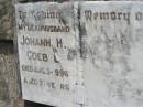 Johann H GOEBEL 3 Aug 1996 aged 77 Stone Quarry Cemetery, Jeebropilly, Ipswich 