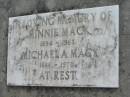 Minnie MACK 1894 - 1963 Michael A MACK 1886 - 1970 Stone Quarry Cemetery, Jeebropilly, Ipswich 