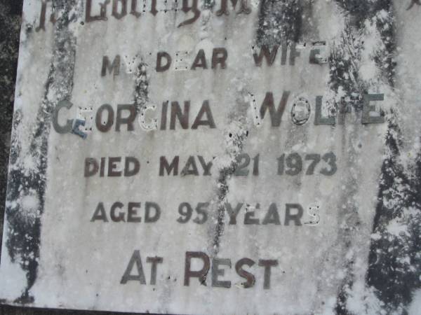Georgina WOLFE  | 21 May 1973, aged 95  | Stone Quarry Cemetery, Jeebropilly, Ipswich  | 