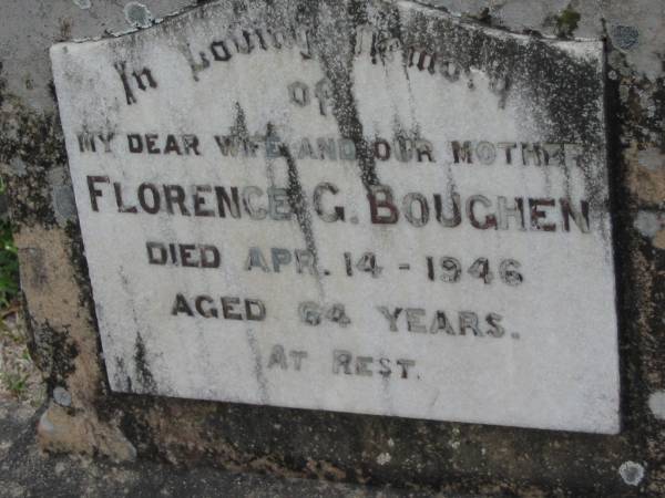 Florence G BOUGHEN  | 14 Apr 1946, aged 64  | Stone Quarry Cemetery, Jeebropilly, Ipswich  | 