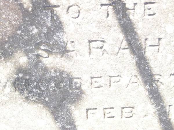 Leonard GILLESPIE,  | died 28 August 1883 aged 62 years;  | Harriette May,  | died 27 Aug 1936 aged 67 years;  | Sarah GILLESPIE,  | died 19 Feb 1896 aged 72 years;  | Catherine GILLESPIE,  | died 13 July 1900 aged 45 years;  | Richard GILLESPIE,  | died 23 November 1917 aged 51? years;  | Swan Creek Anglican cemetery, Warwick Shire  | 