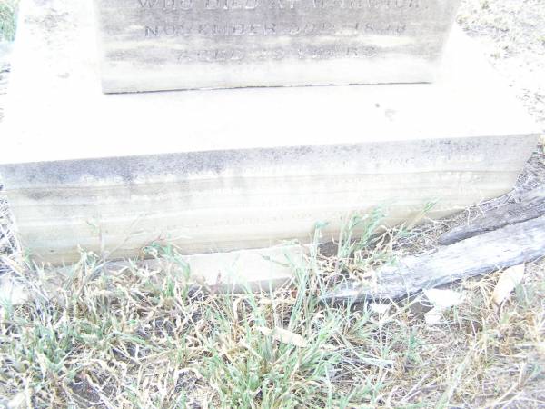 Mary,  | wife of Charles LAW,  | died Warwick 30 Nov 1898 aged 29 years;  | Swan Creek Anglican cemetery, Warwick Shire  | 