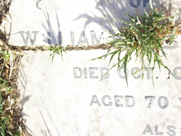 William BLOOMFIELD,  | died 10 Oct 1907 aged 70 years;  | Emma E. BLOOMFIELD,  | died 26 July 1903 aged 67 years;  | Swan Creek Anglican cemetery, Warwick Shire  | 