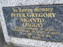 Peter Gregory (Ziggy) SIGANTO, husband of Jenny, father of Grace & Mary, 12-11-58 - 4-9-95; Tallebudgera Presbyterian cemetery, City of Gold Coast 